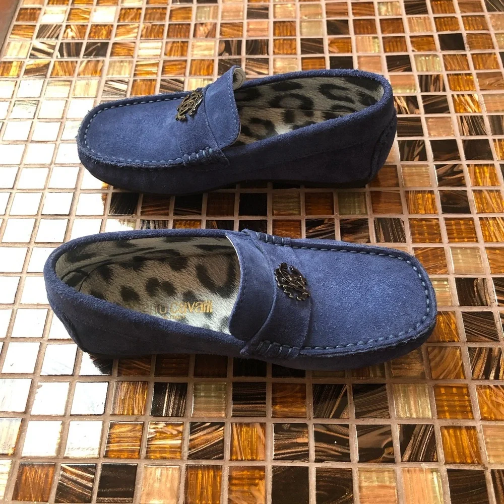 Roberto Cavalli Monogram Suede Loafers